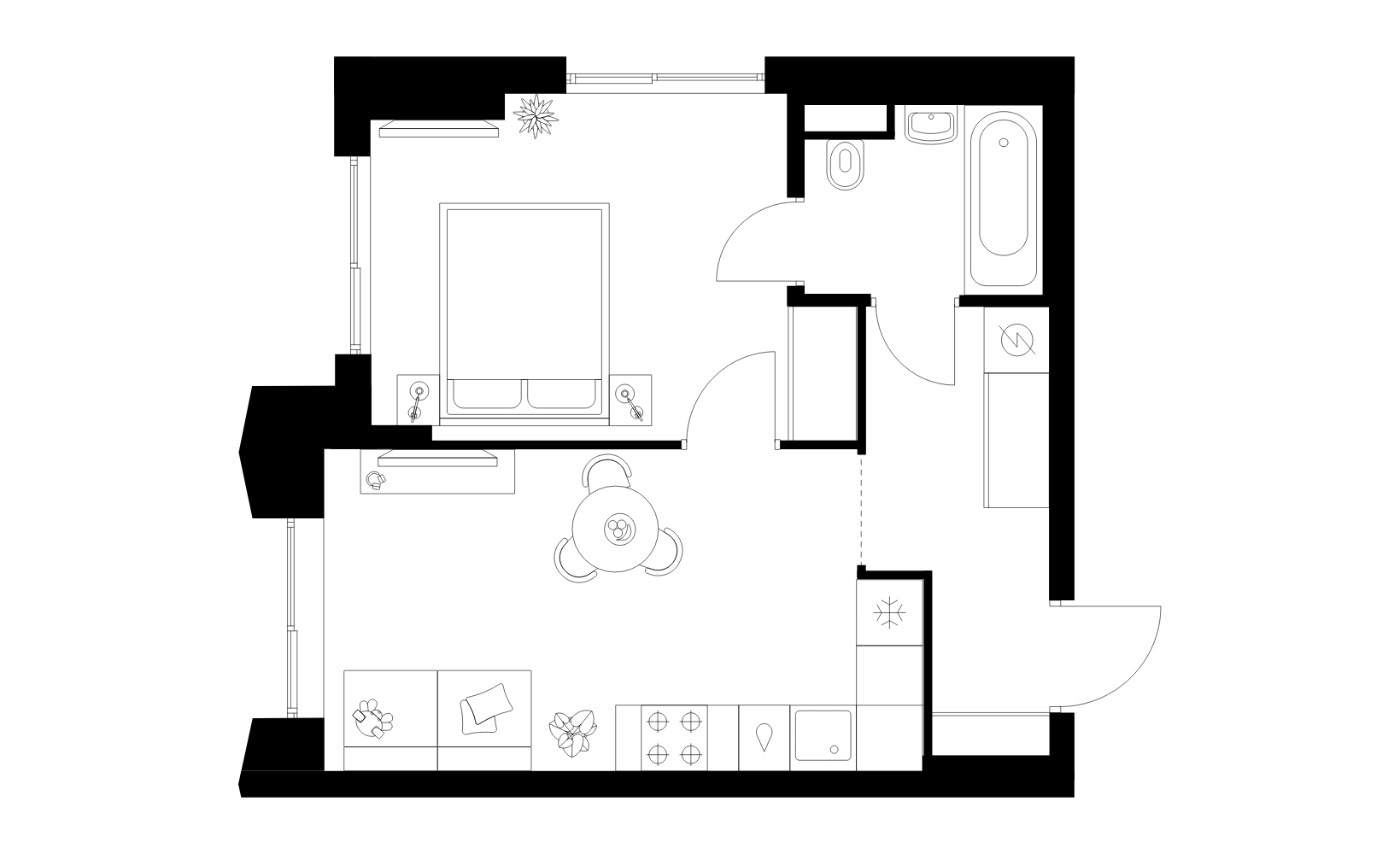 Планировка: 1-комнатная, 36.8 м²