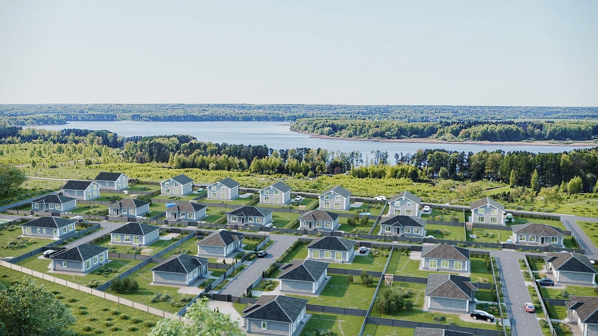 Вид сбоку на весь поселок