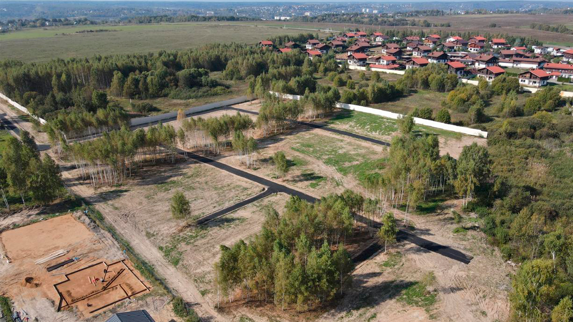 Коттеджный поселок вид сверху