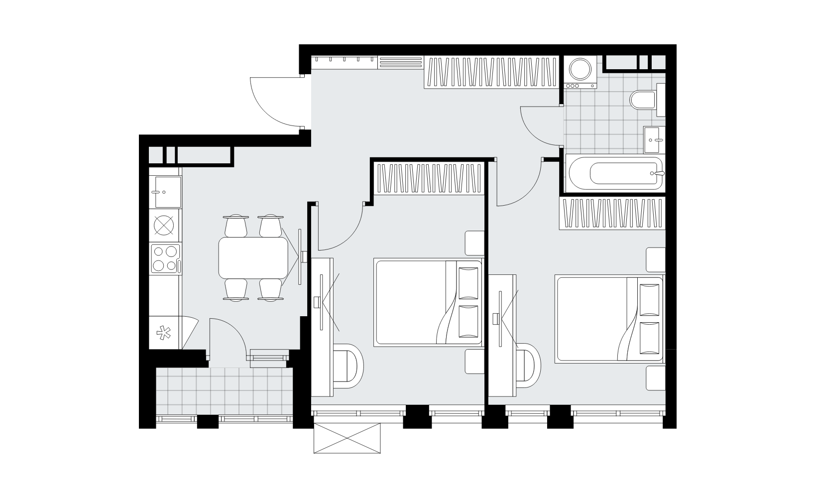 Планировка: 2-комнатная, 49.8 м²