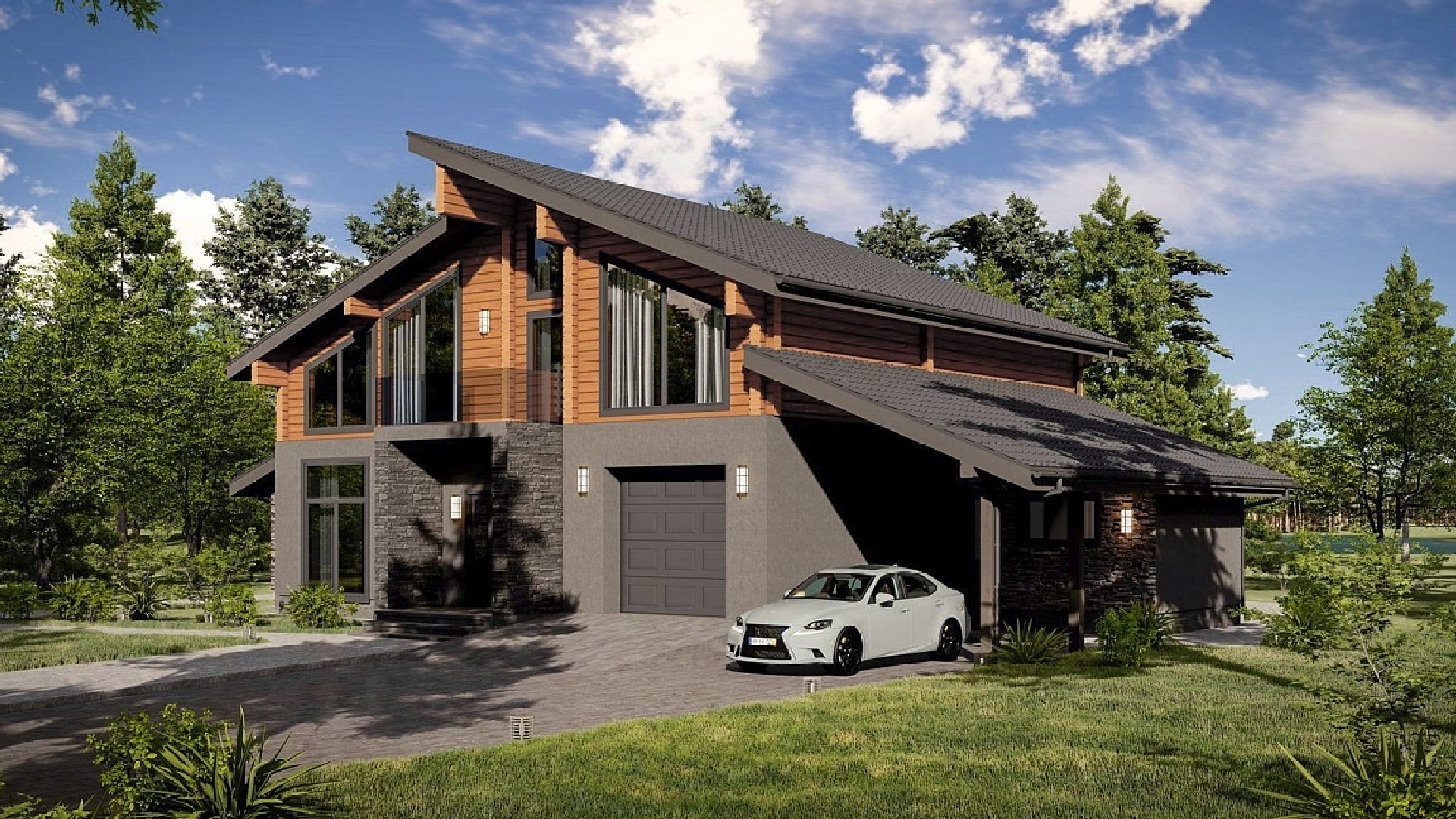 Вариант дома с гаражом