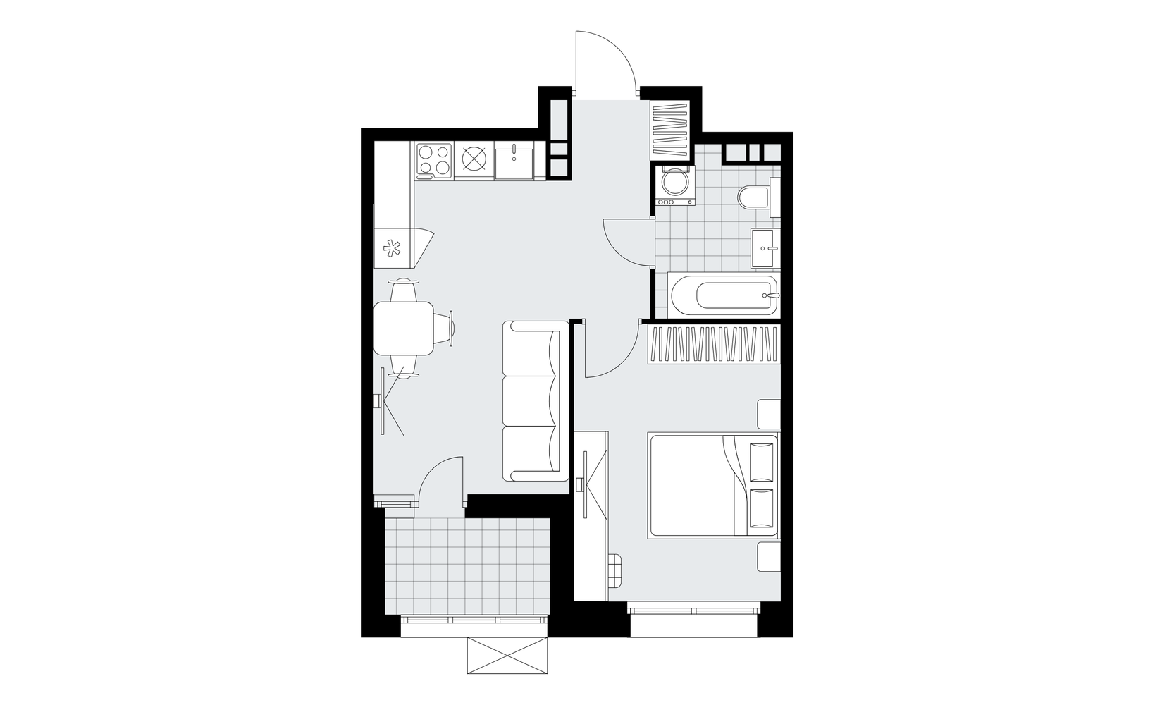 Планировка: 2-комнатная, 38.8 м²