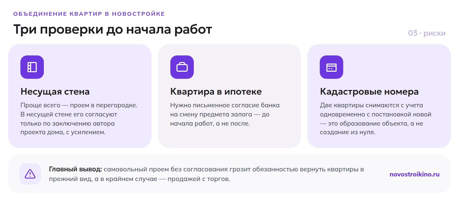 Три проверки перед объединением квартир: несущая стена, ипотека, смена кадастровых номеров