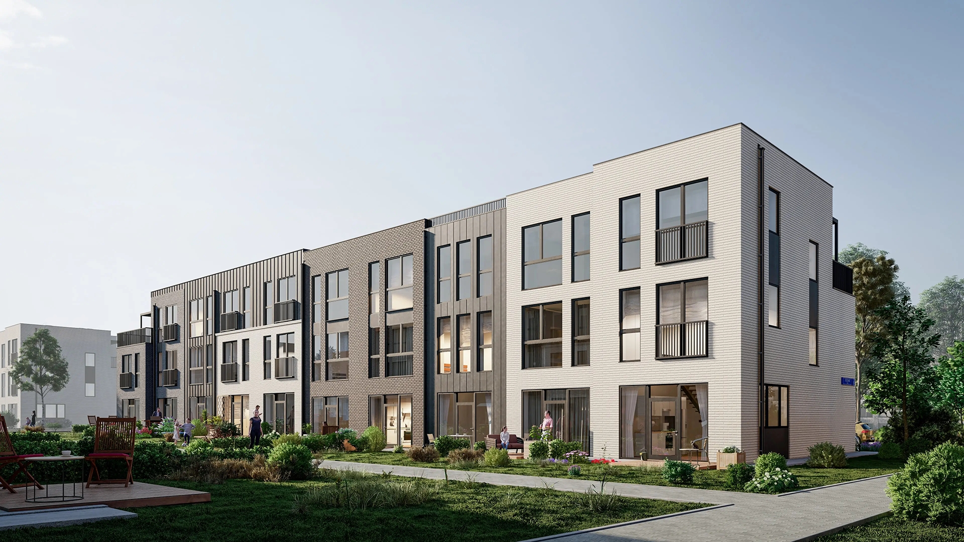 Дома-таунхаусы в коттеджном поселке комфорт-класса