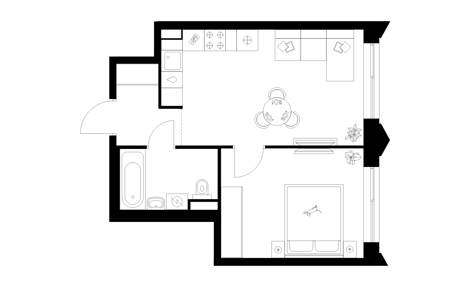 Планировка: 1-комнатная, 37.4 м², №126570