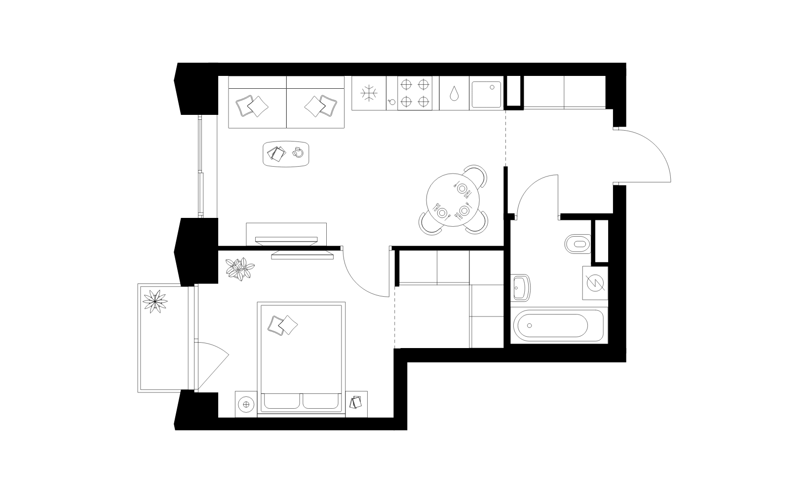 Планировка: 1-комнатная, 35.2 м²