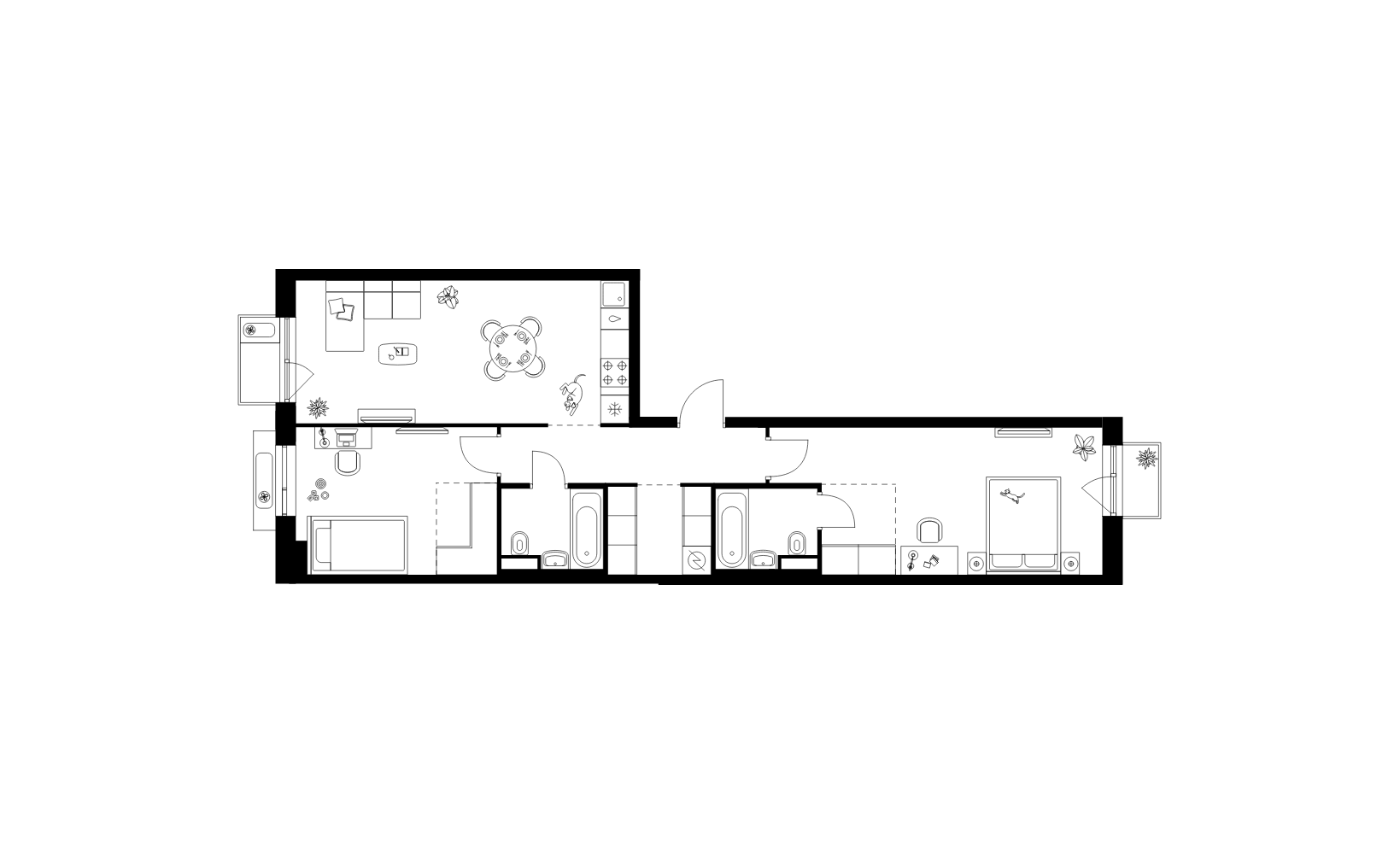 Планировка: 2-комнатная, 72.7 м²