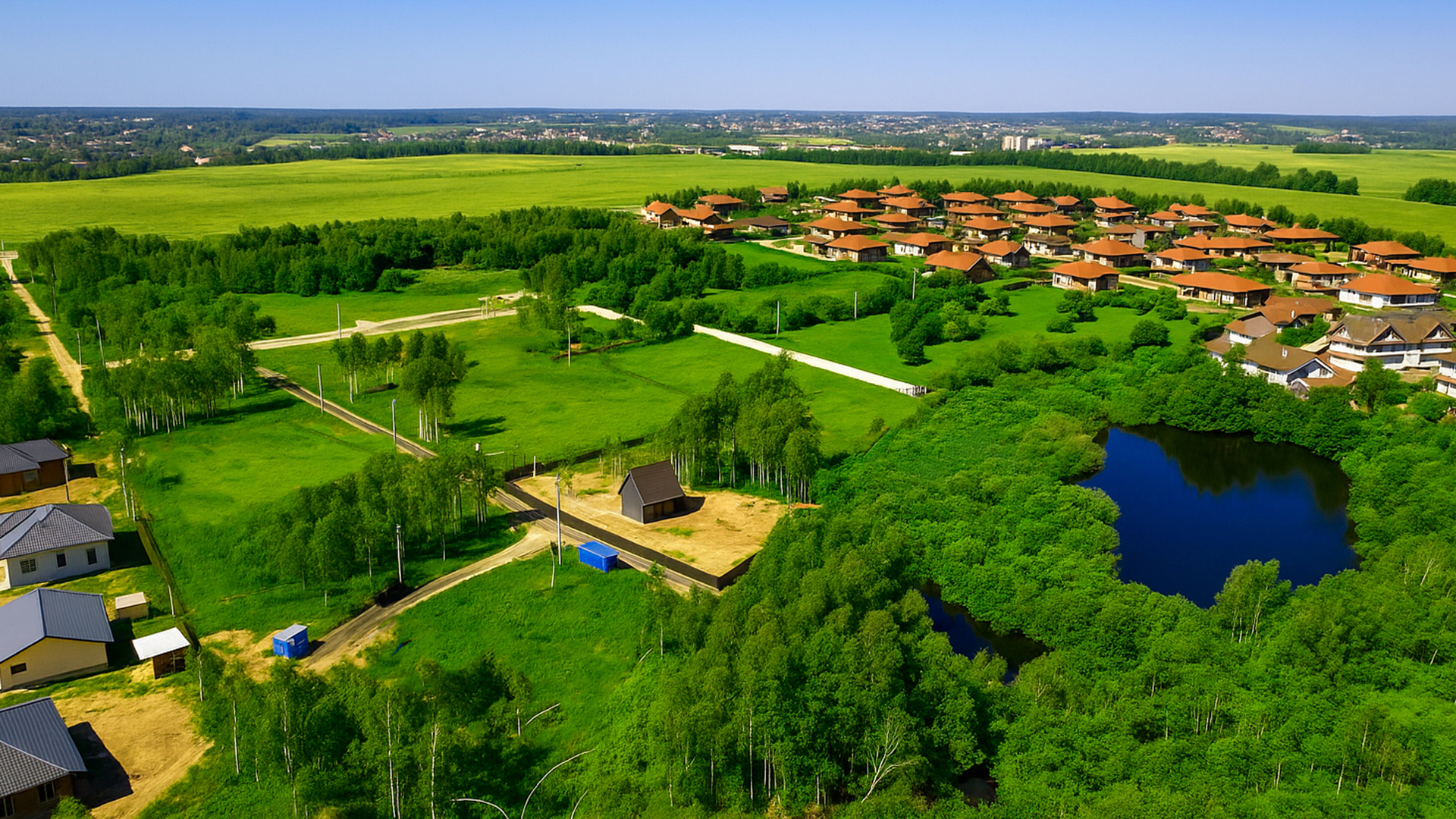 Коттеджный поселок вид сверху