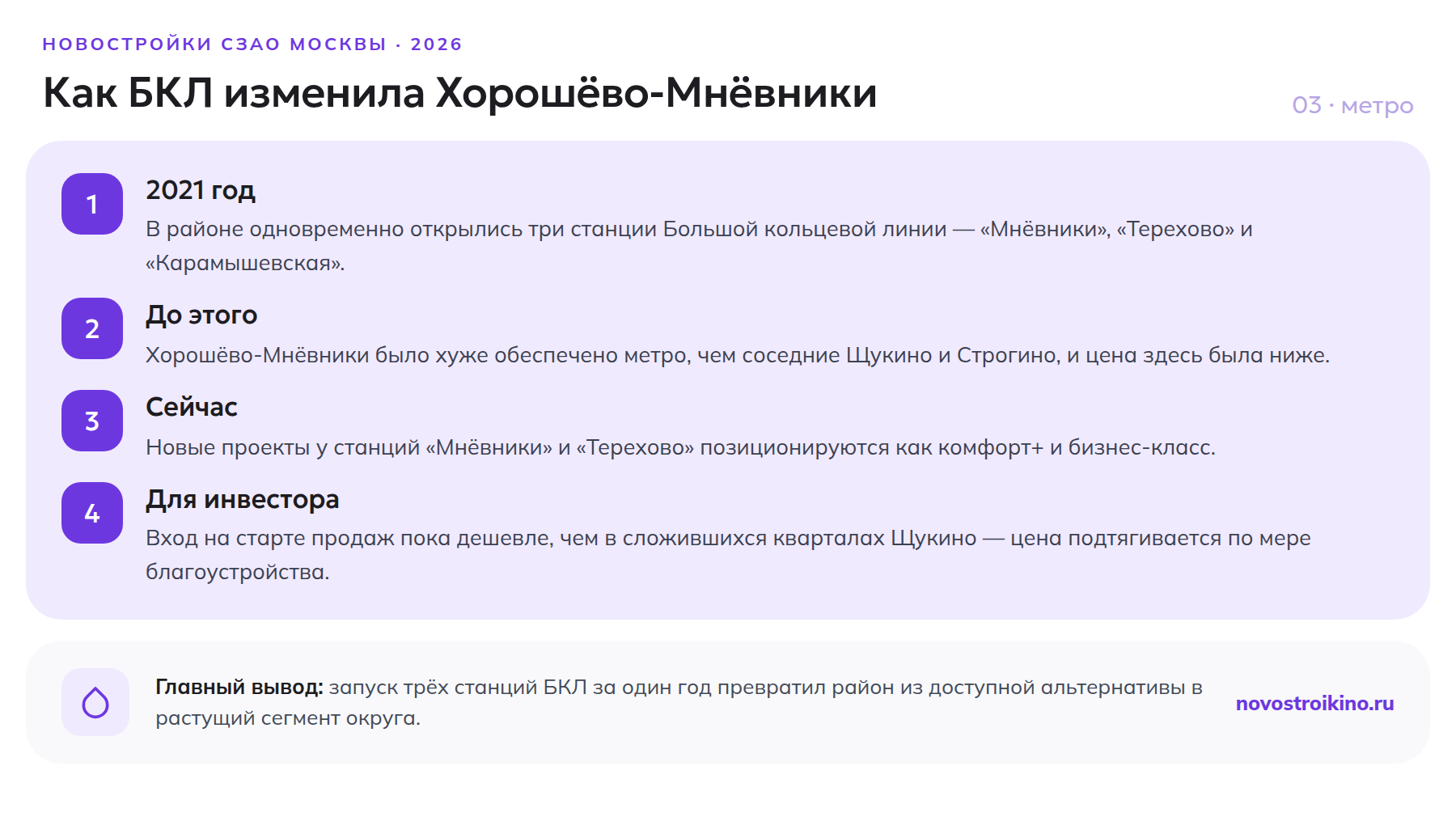 Как запуск трёх станций БКЛ в 2021 году изменил Хорошёво-Мнёвники