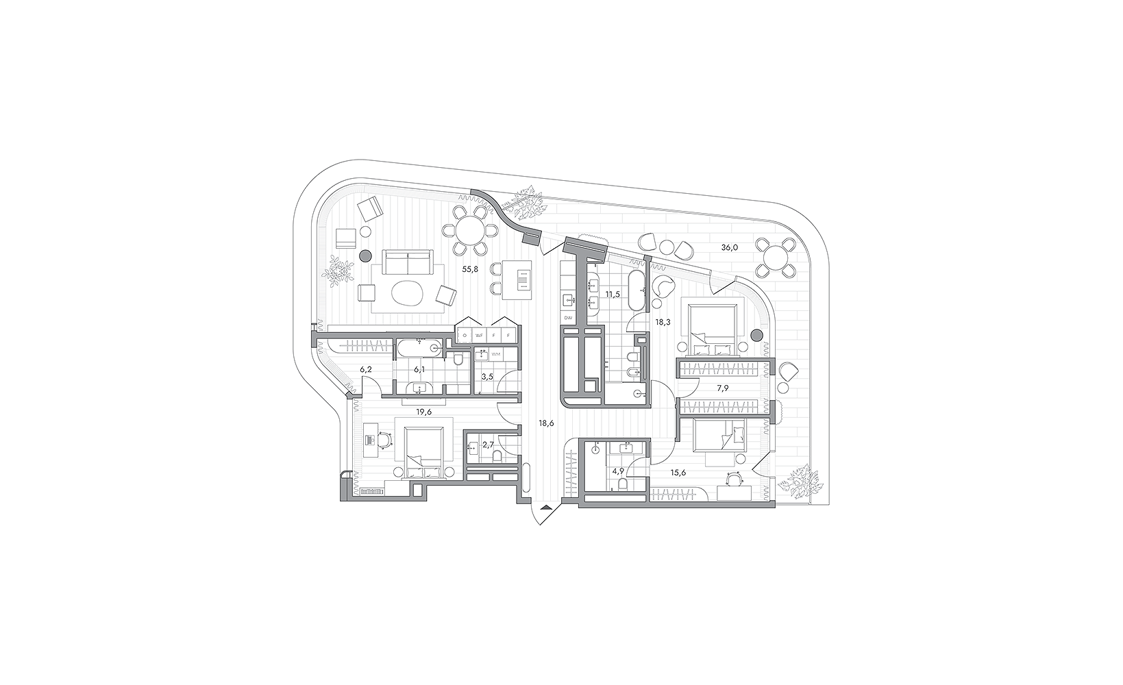 Планировка: 3-комнатная, 181.5 м², №127073