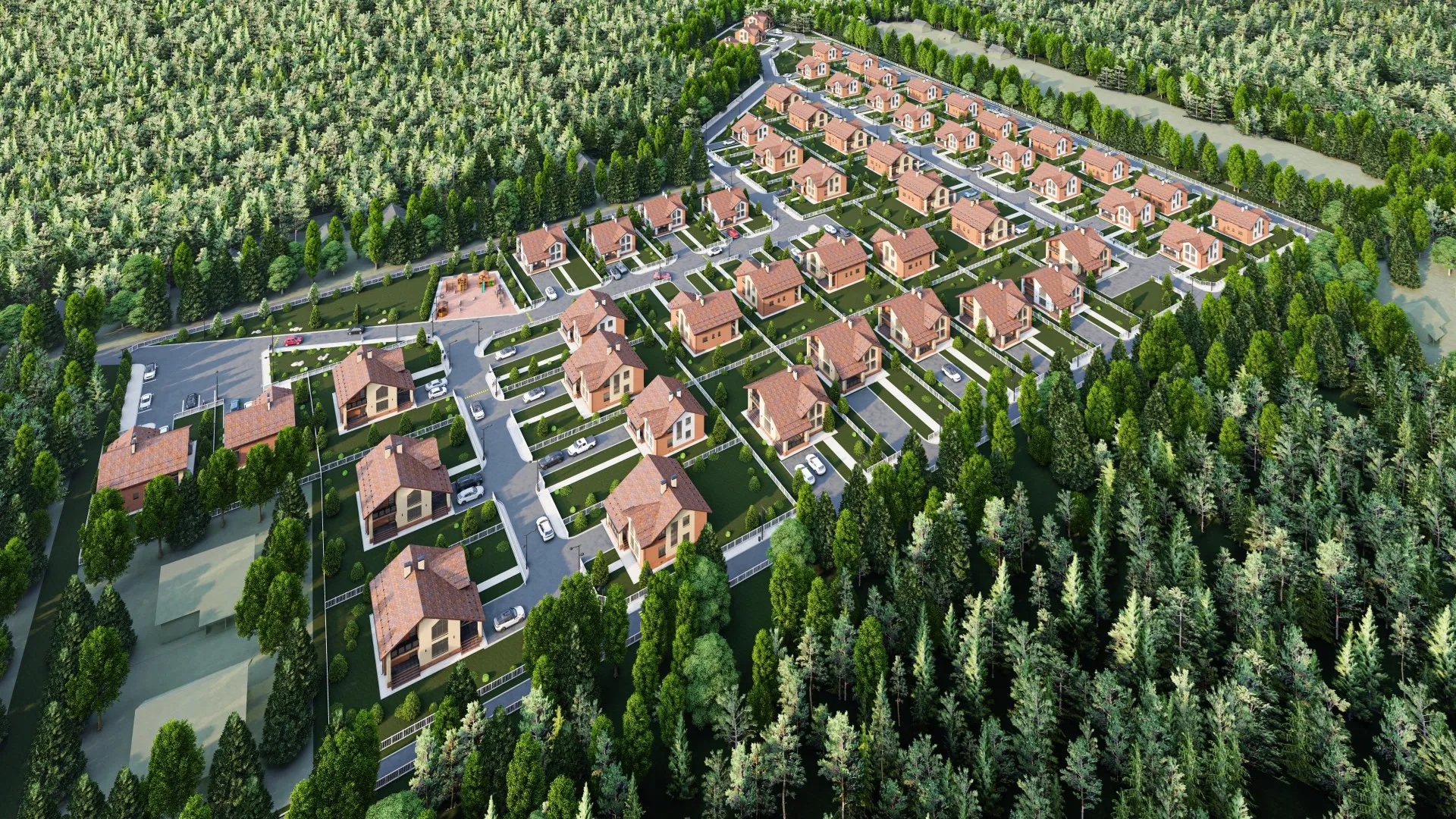 Вид сверху на поселок