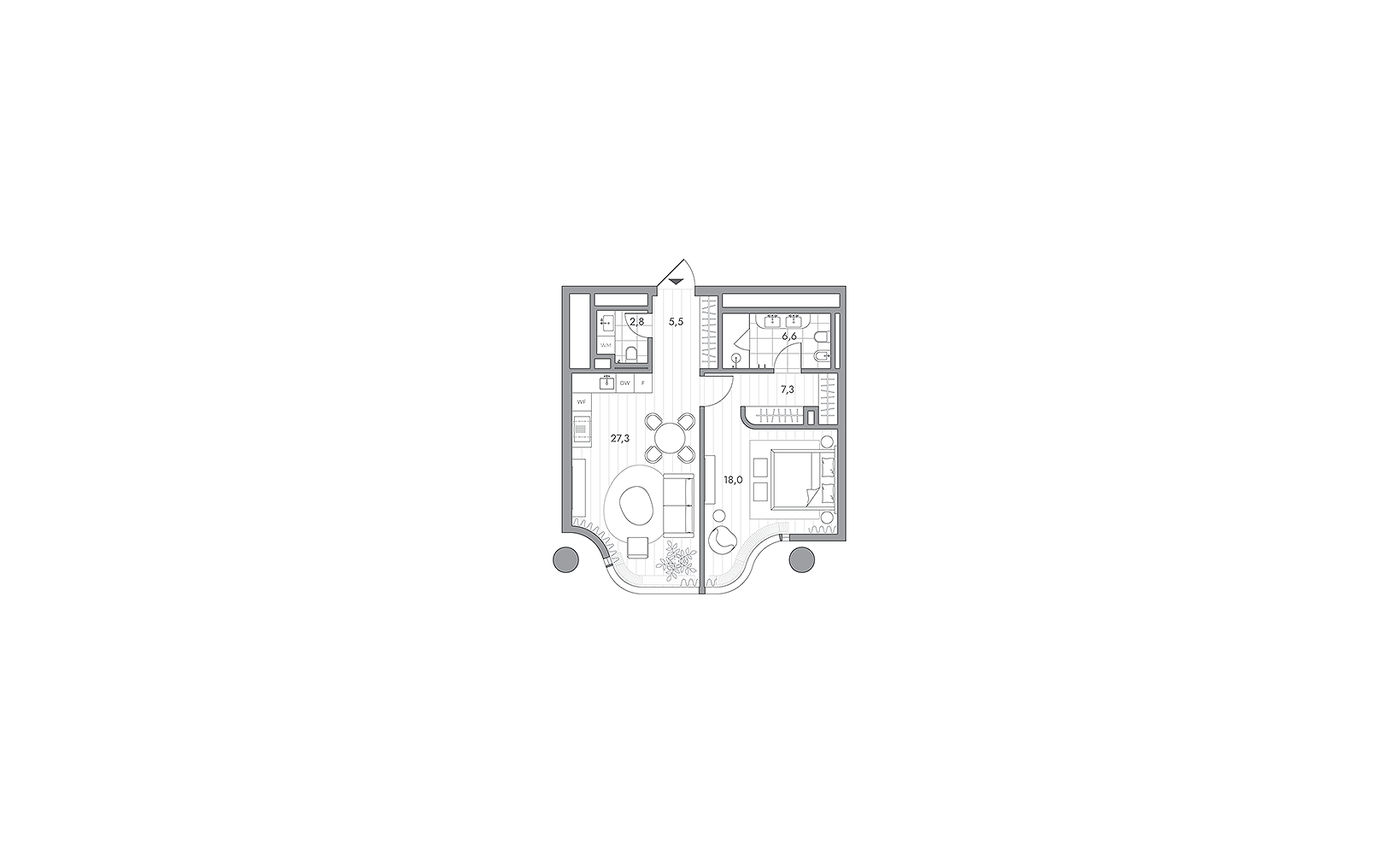 Планировка: 1-комнатная, 67.5 м², №127049