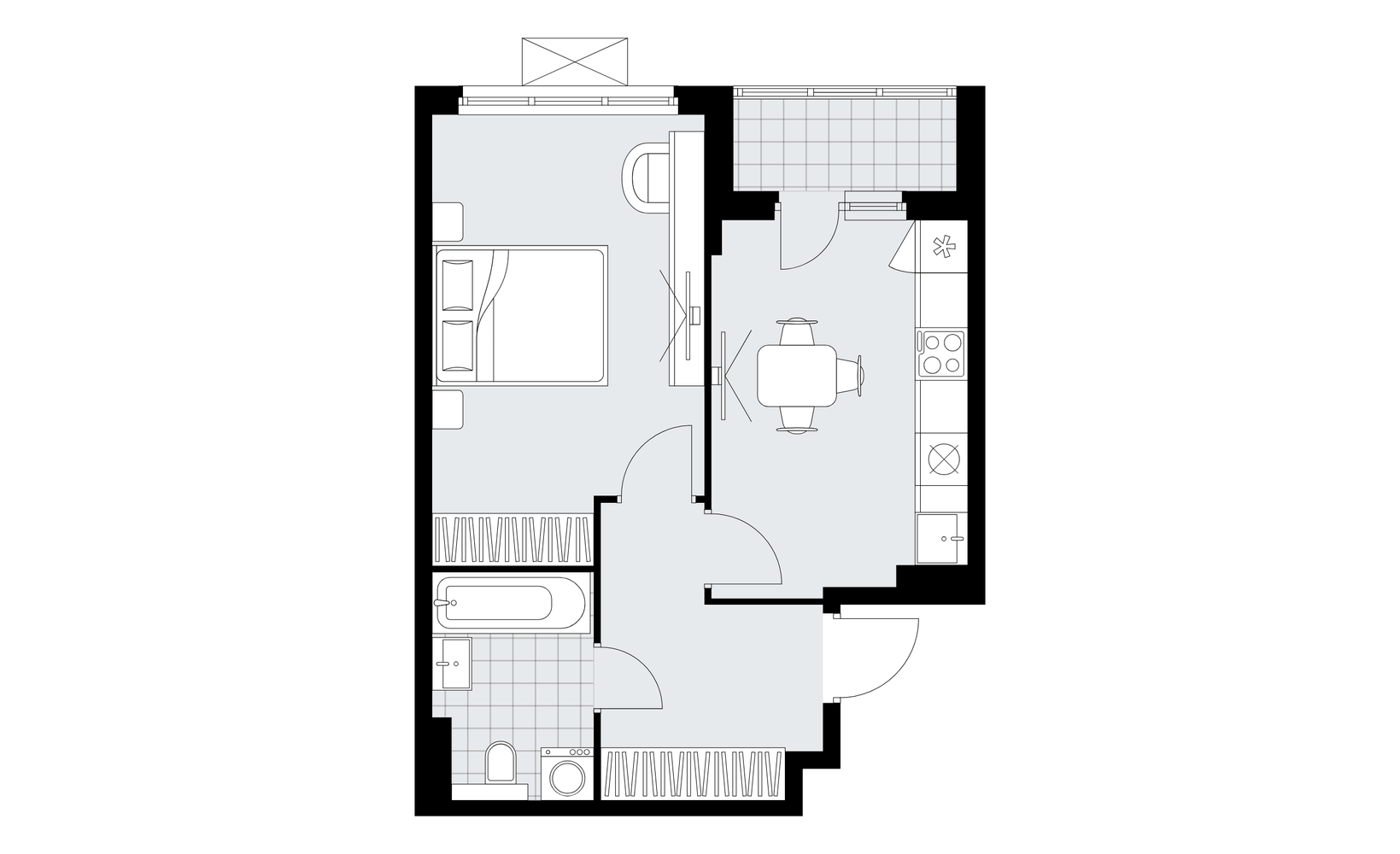 Планировка: 1-комнатная, 39.7 м², №136621