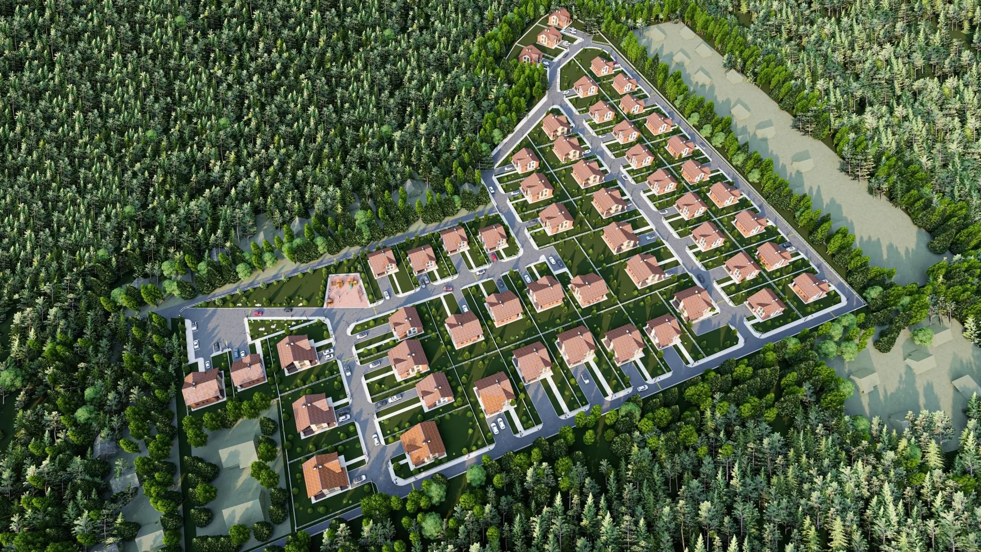 Вид сверху на поселок