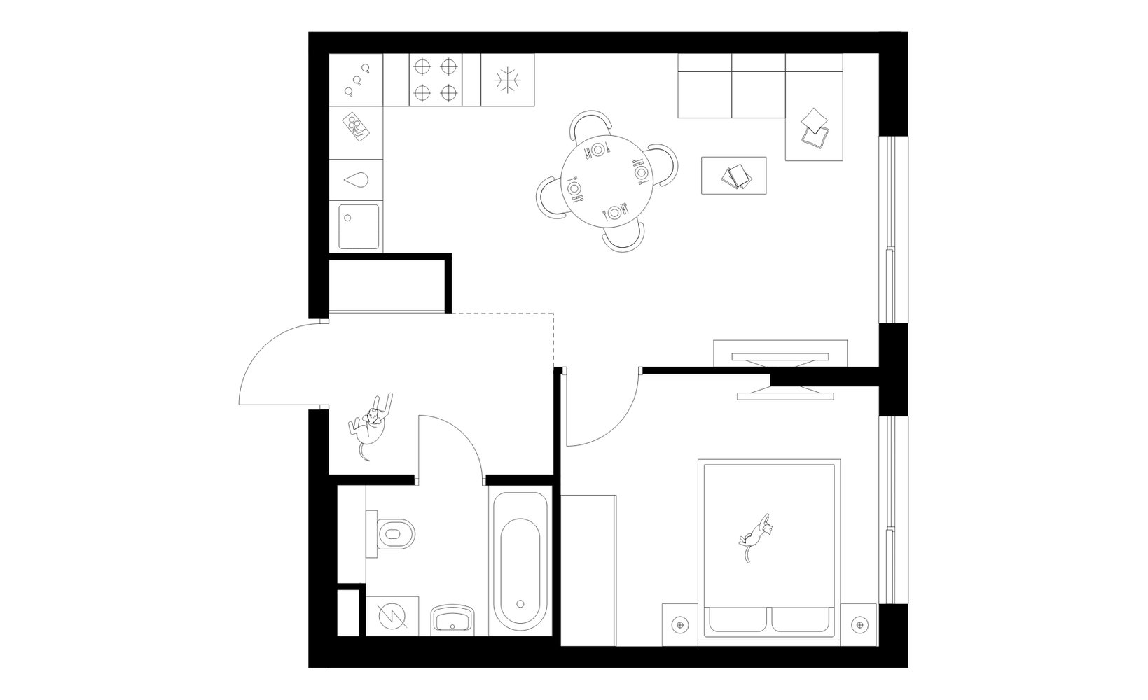 Планировка: 1-комнатная, 39.1 м²