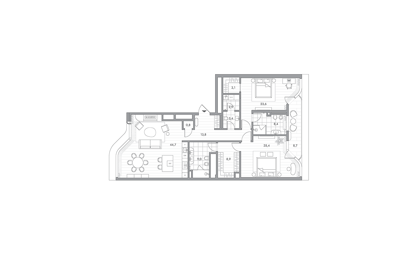 Планировка: 2-комнатная, 146.6 м²