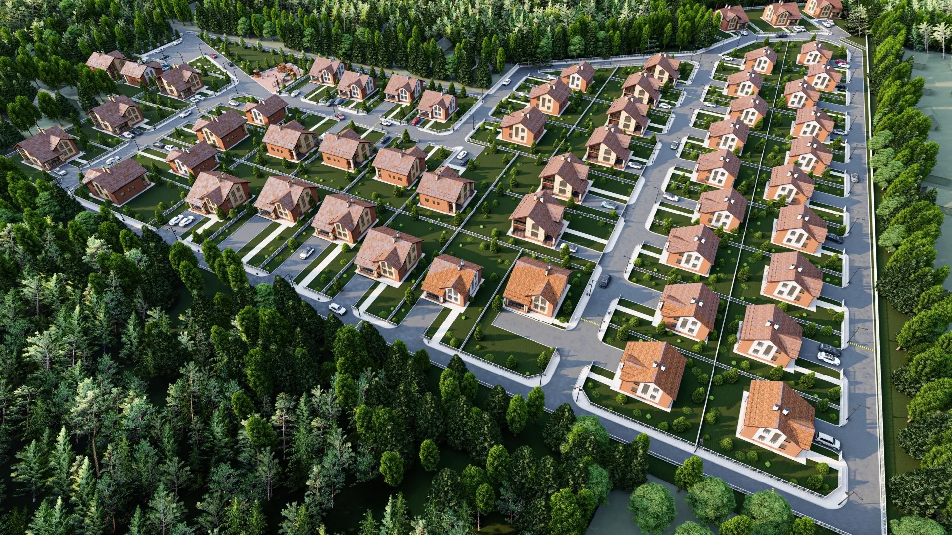 Вид сверху на поселок