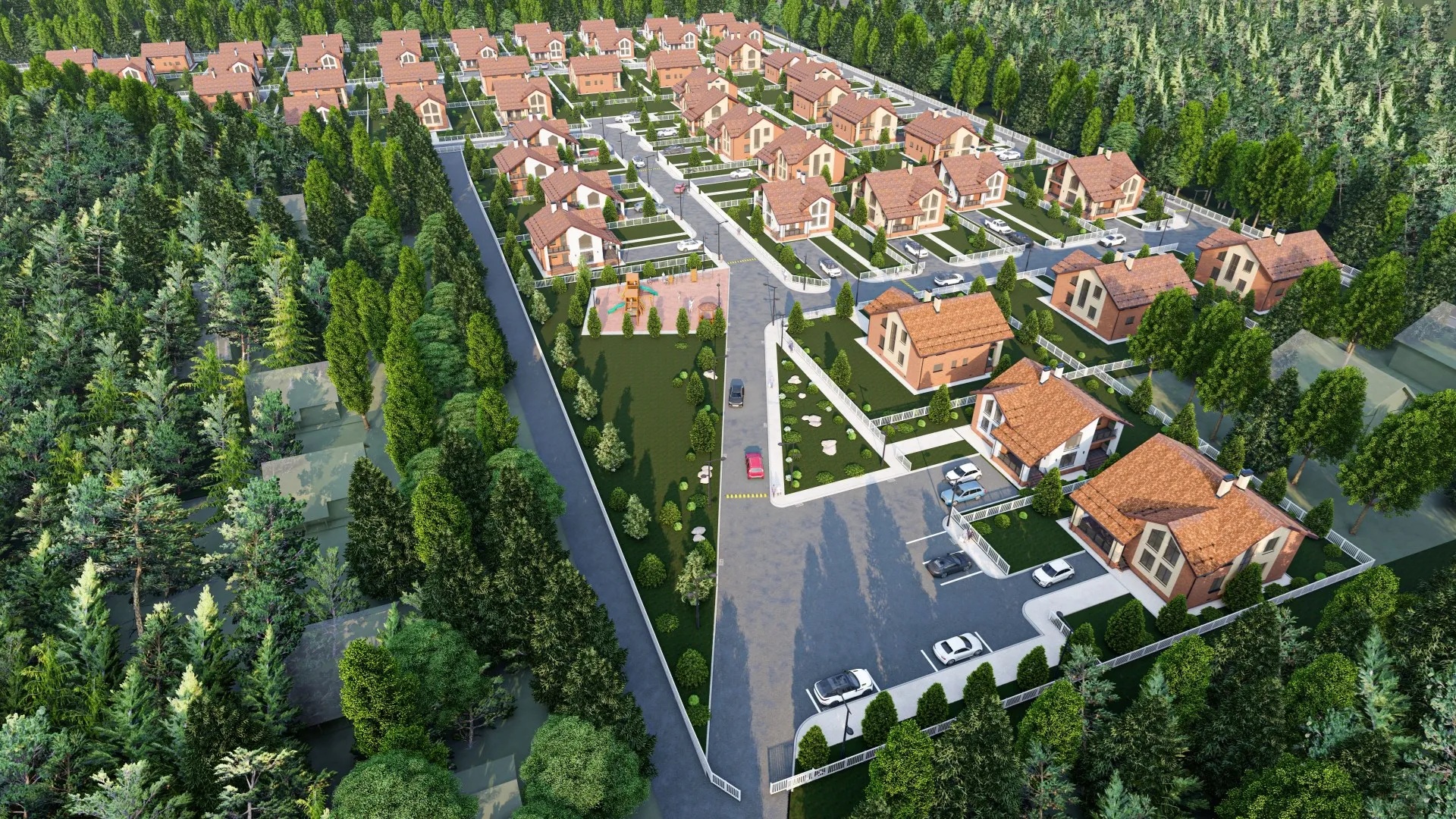 Вид сверху на поселок