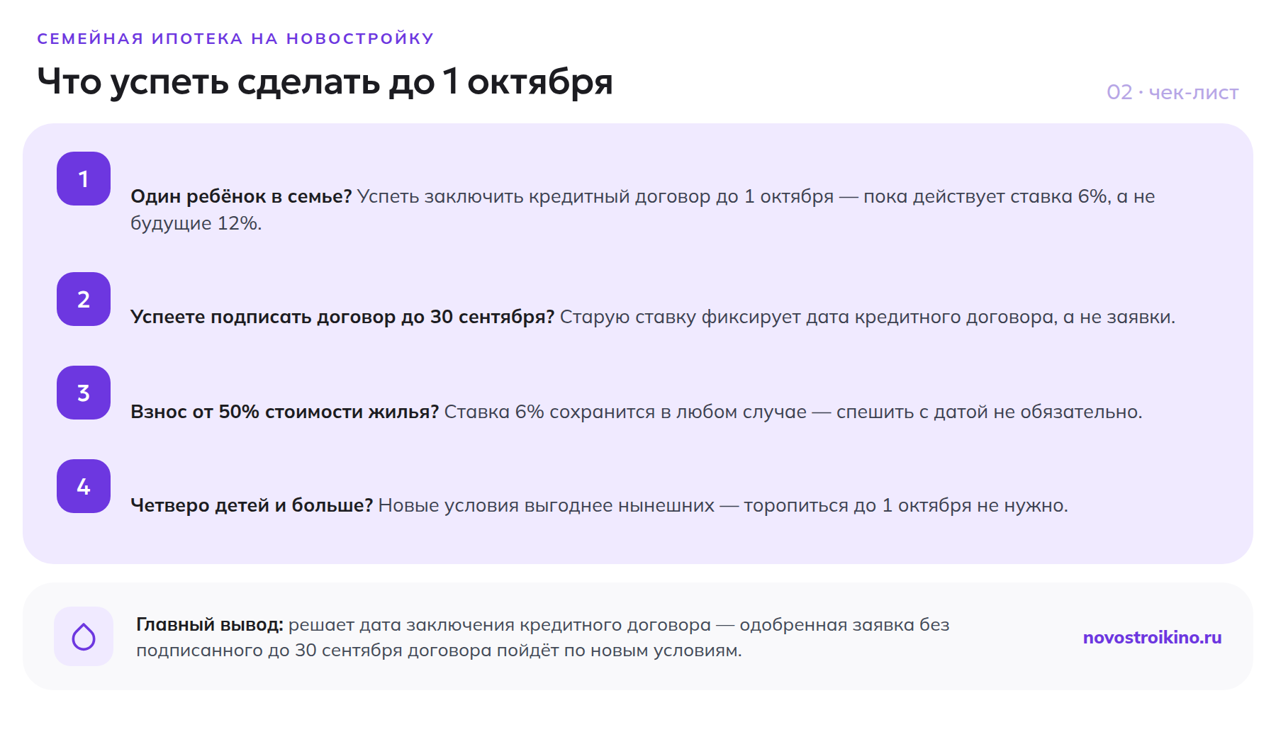 Чек-лист: что успеть сделать до 1 октября по семейной ипотеке