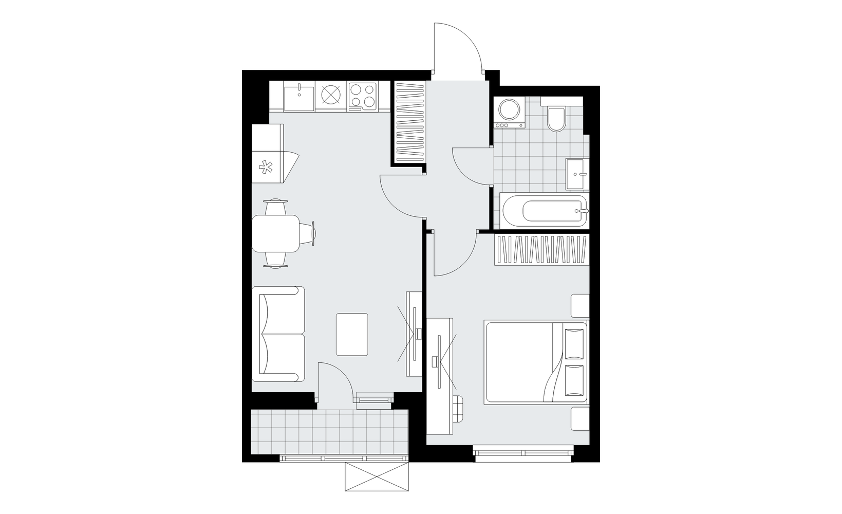Планировка: 2-комнатная, 40.3 м²