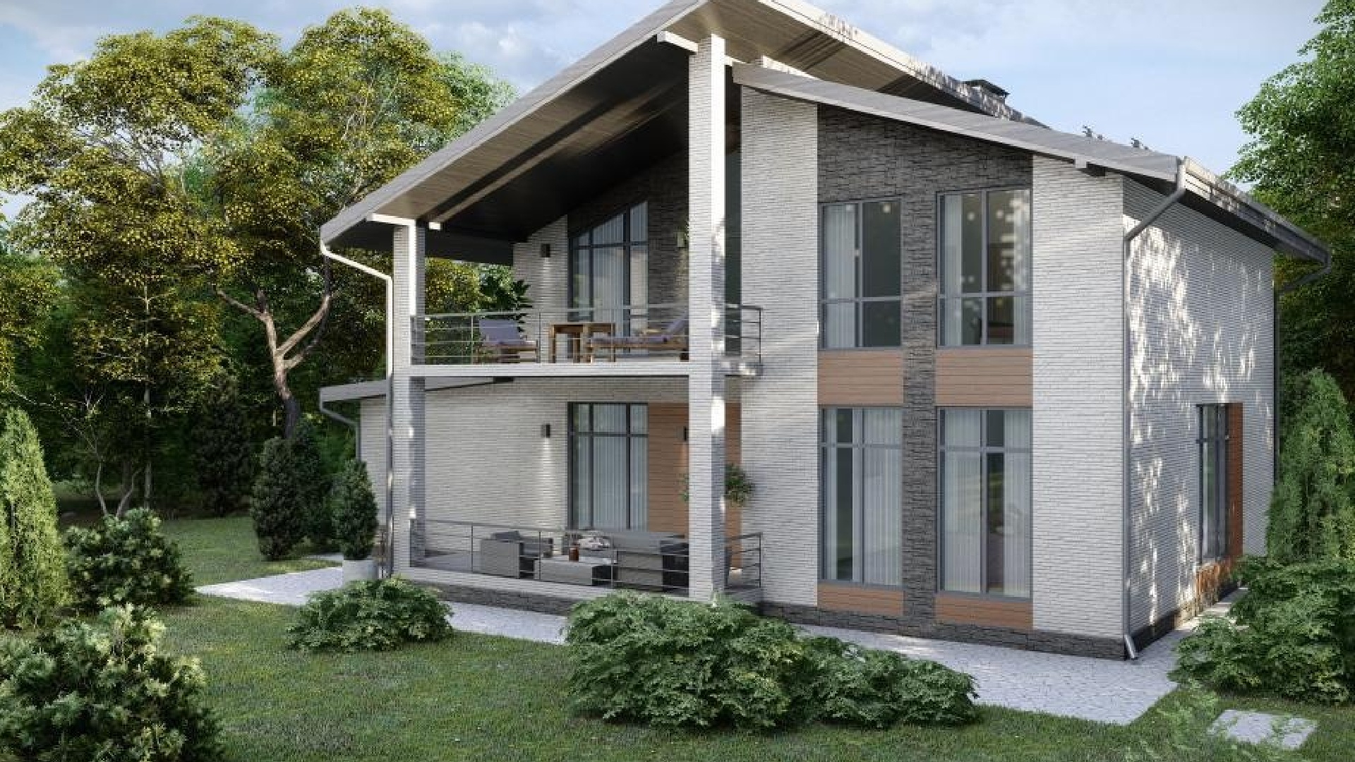 Вариант дома с балконом в поселке