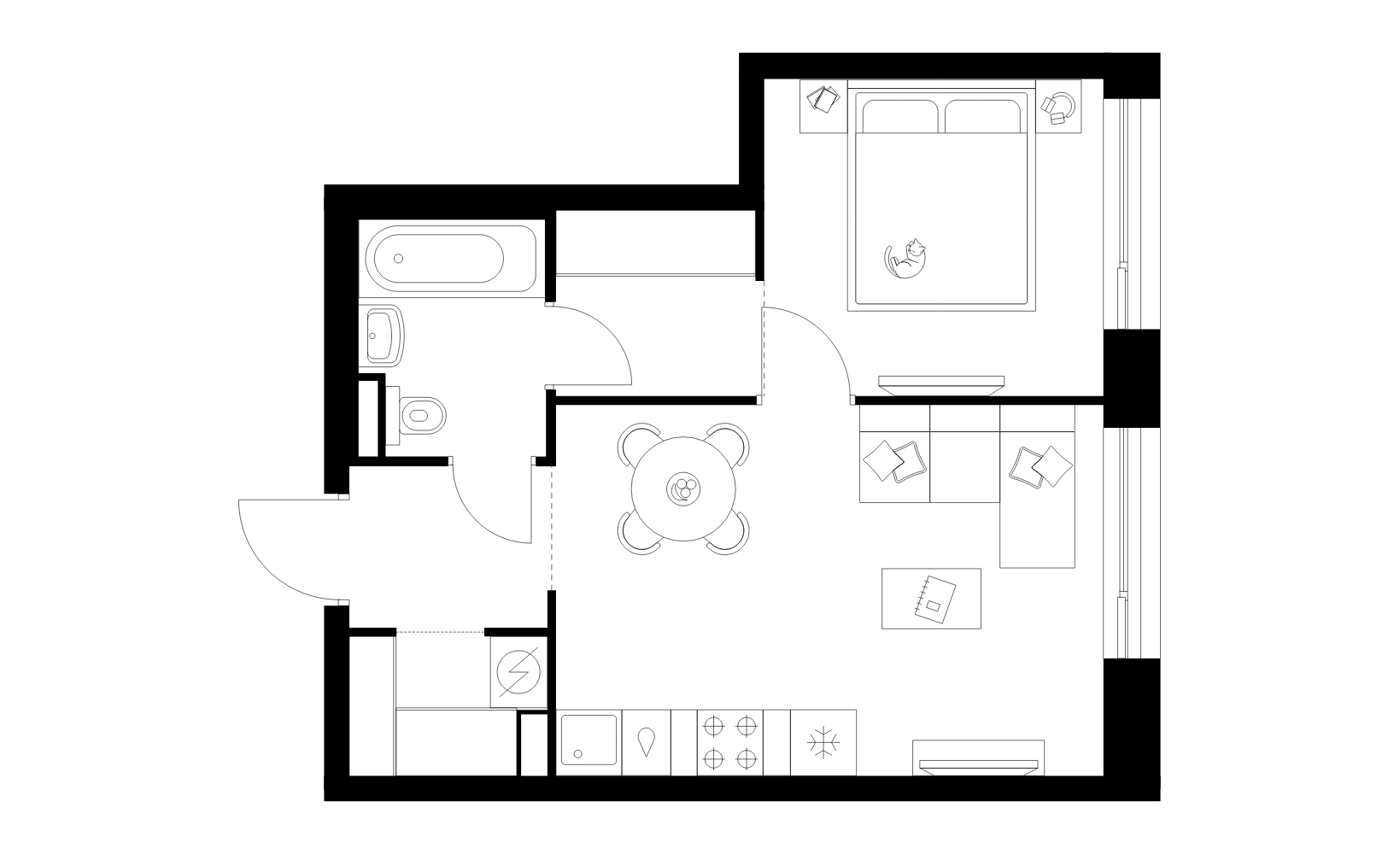 Планировка: 1-комнатная, 37.4 м², №116807