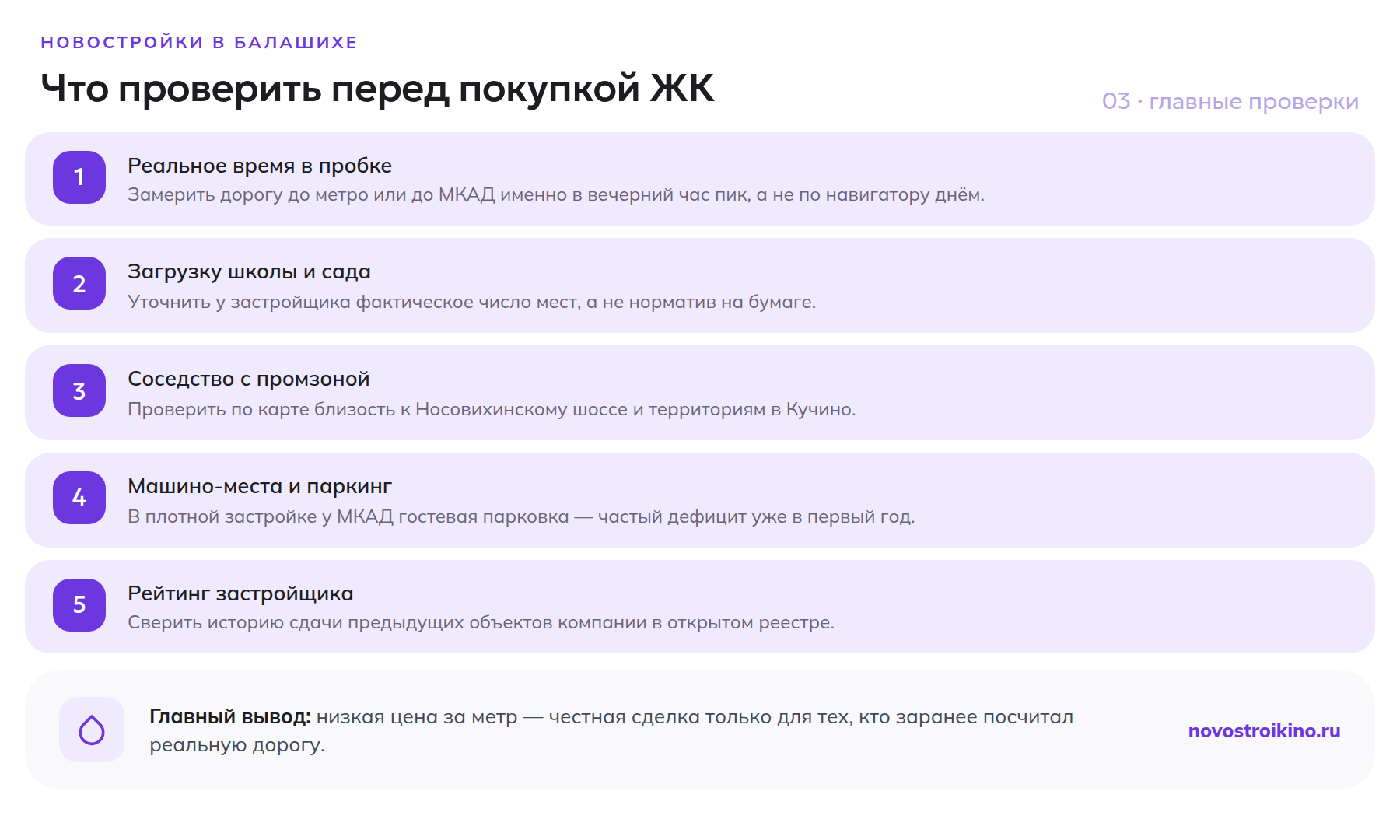 Пять проверок перед покупкой новостройки в Балашихе: пробки, соцобъекты, промзона, паркинг, застройщик