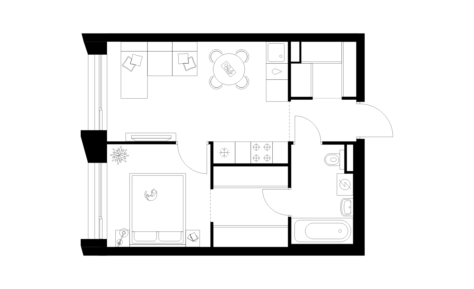 Планировка: 1-комнатная, 36.8 м²