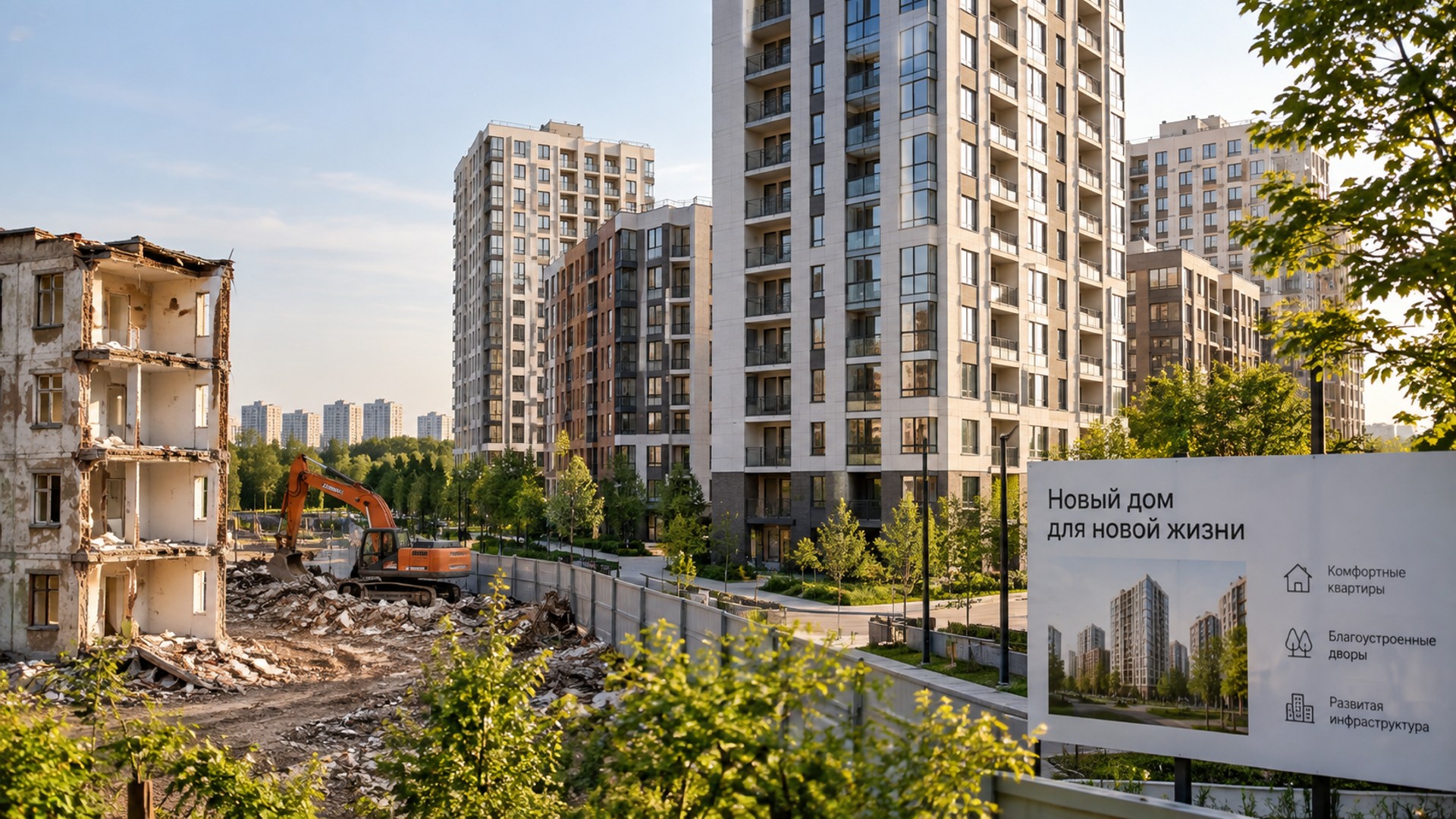 Реновация набирает темп: в Москве построили 104 дома на месте снесенных пятиэтажек