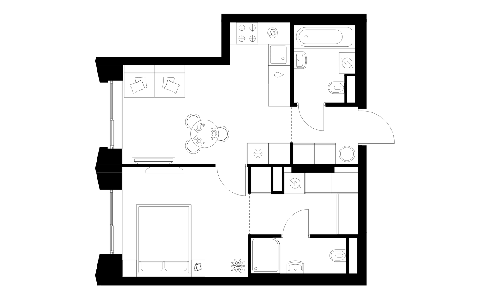Планировка: 1-комнатная, 40.2 м²