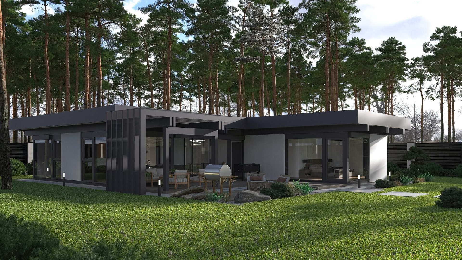 Задний двор дома в поселке