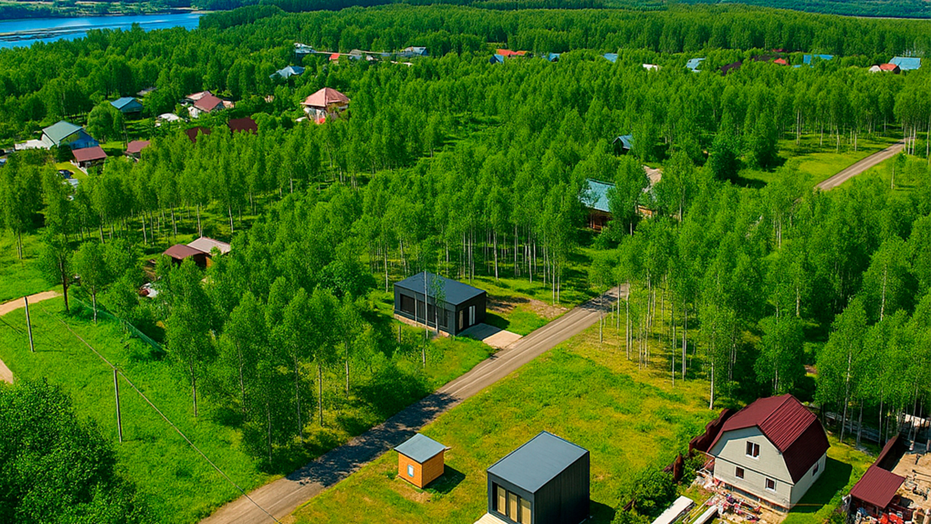 Коттеджный посёлок вид сверху