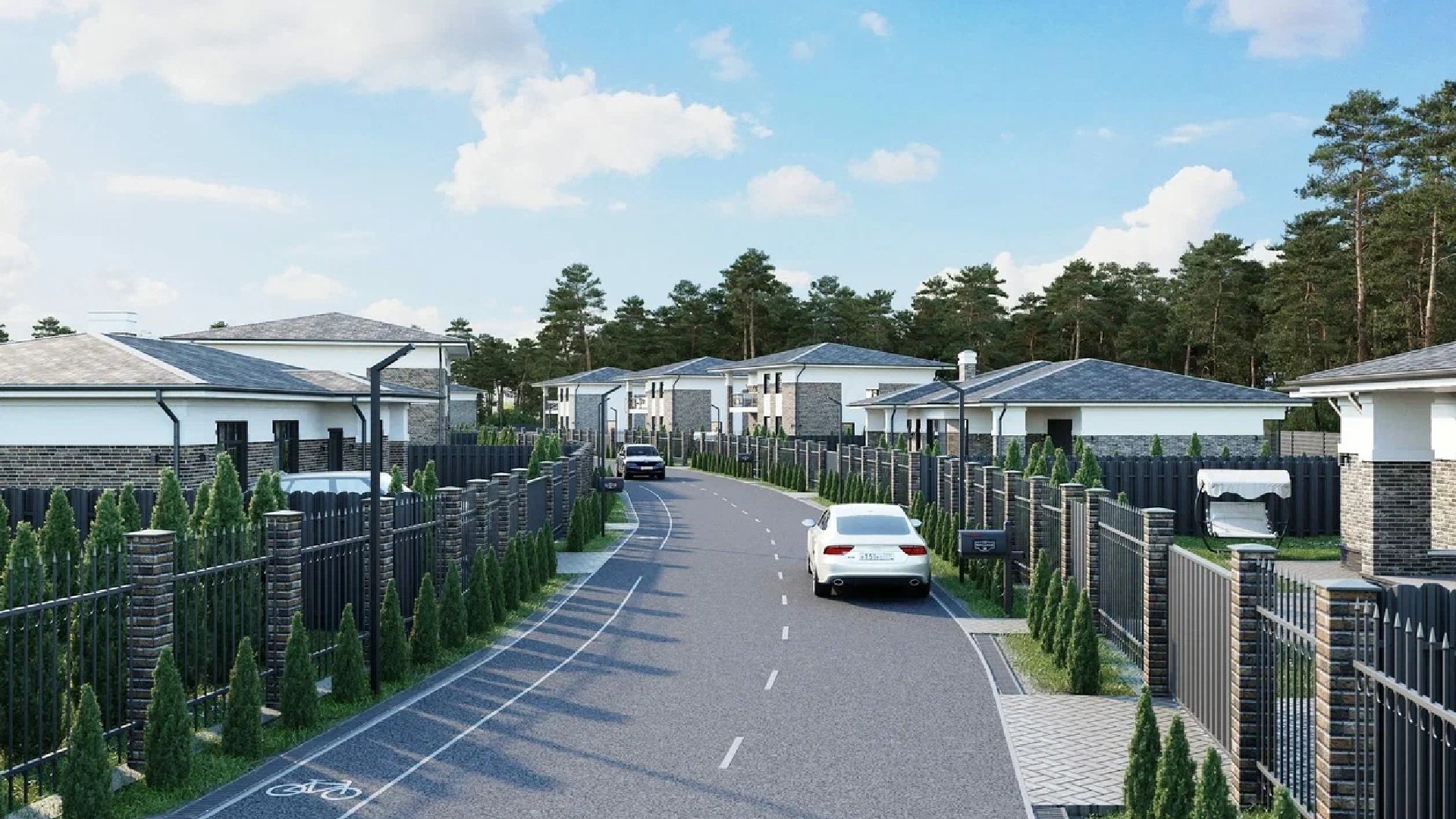 Асфальтированная дорога в поселке