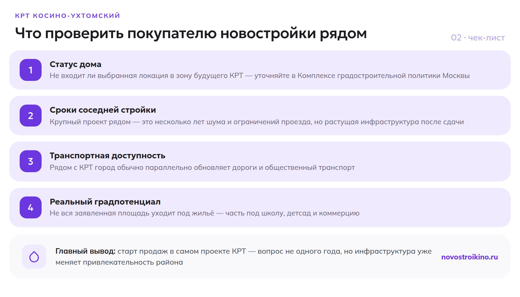Чек-лист из 4 пунктов для покупателя новостройки рядом с проектом КРТ