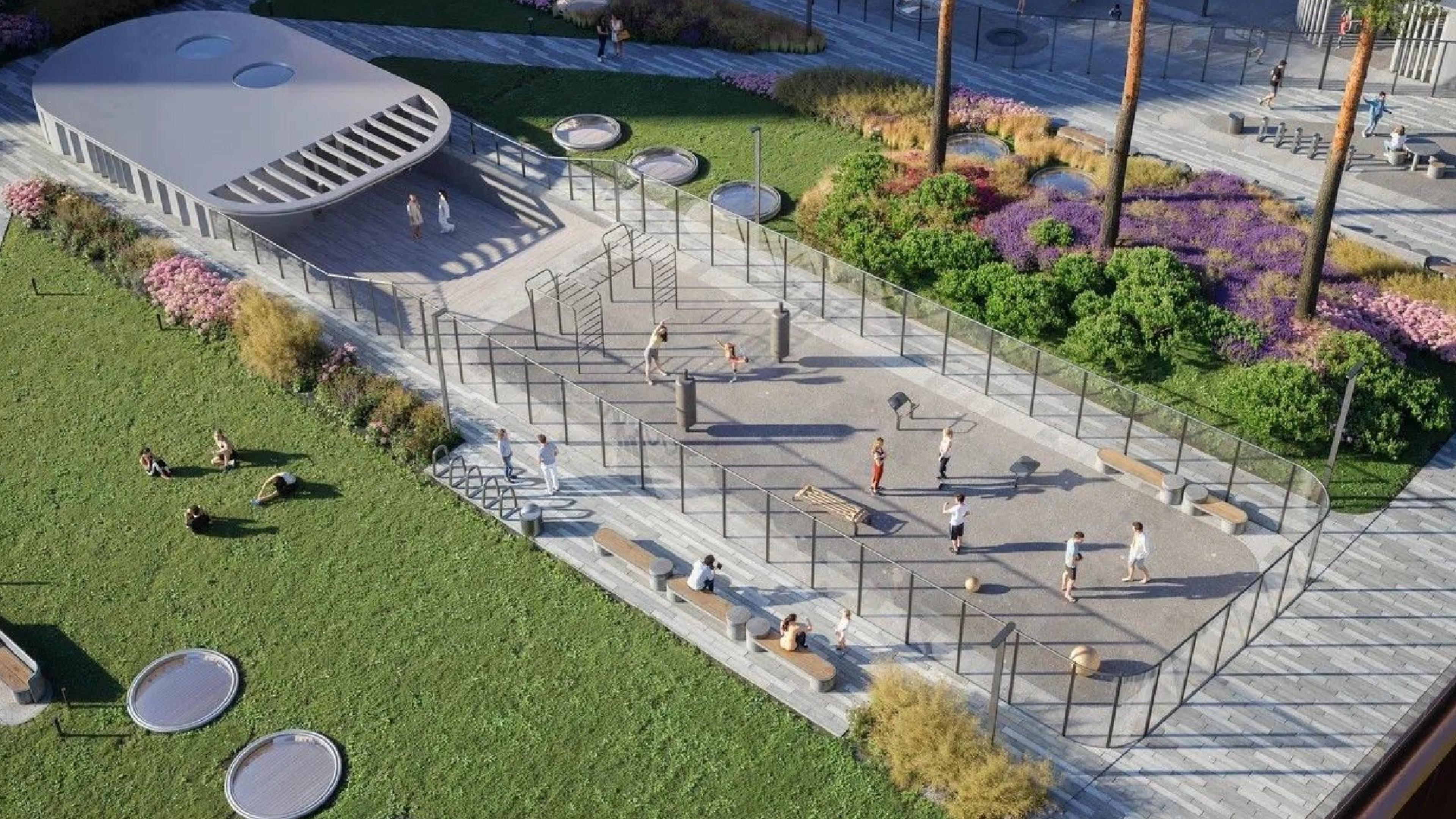 Внутренний двор со спортивной площадкой