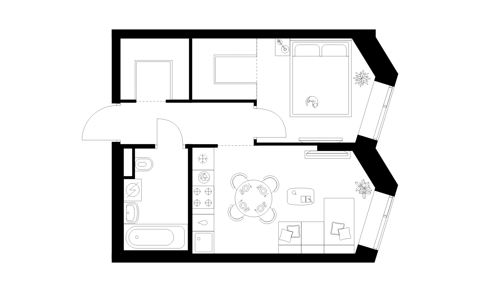 Планировка: 1-комнатная, 35.1 м², №126452