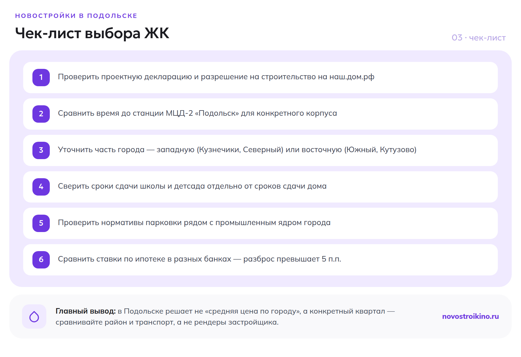 Чек-лист из шести пунктов для выбора жилого комплекса в Подольске