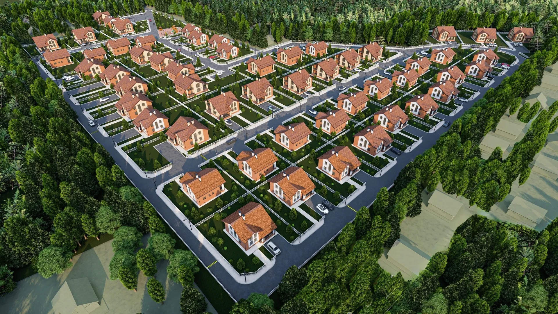 Вид сверху на поселок