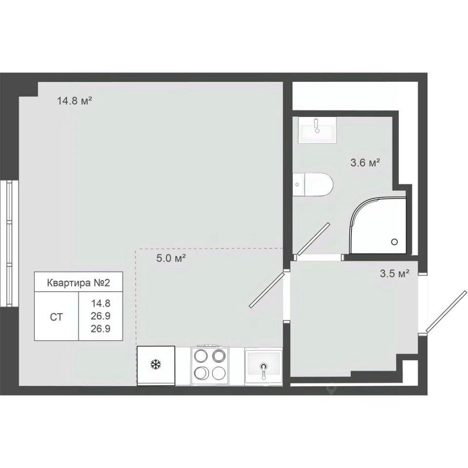 Планировка: Студия, 26.9 м², №116110