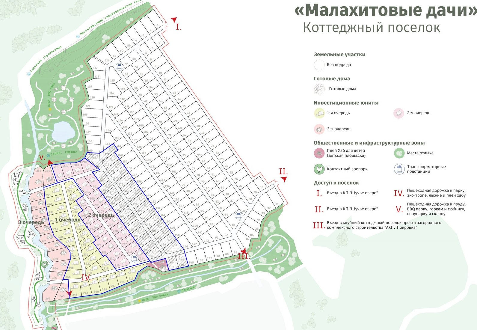 Генеральный план поселка со схемой участков