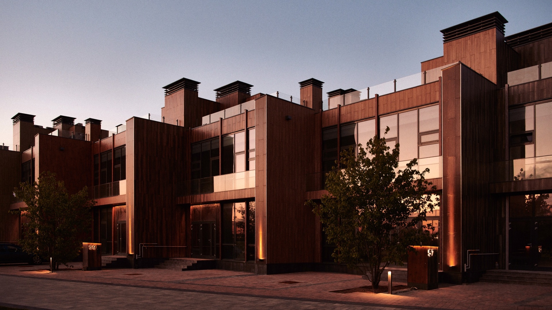 Таунхаусы на закате