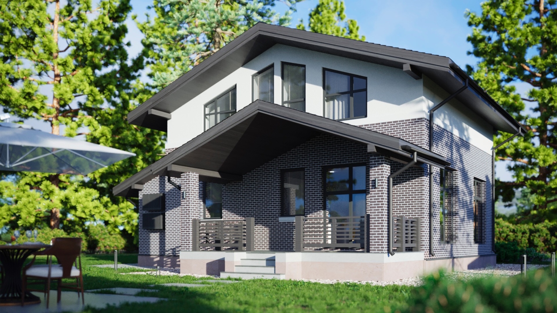 Вариант дома с крыльцом