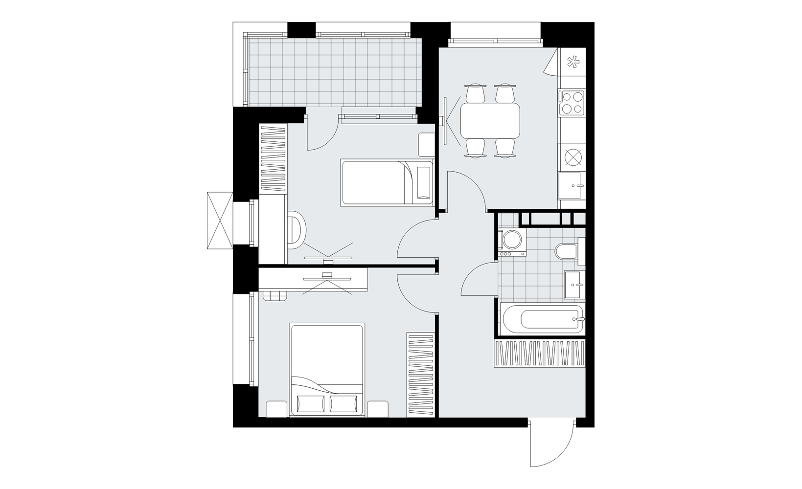 Планировка: 2-комнатная, 48.9 м²