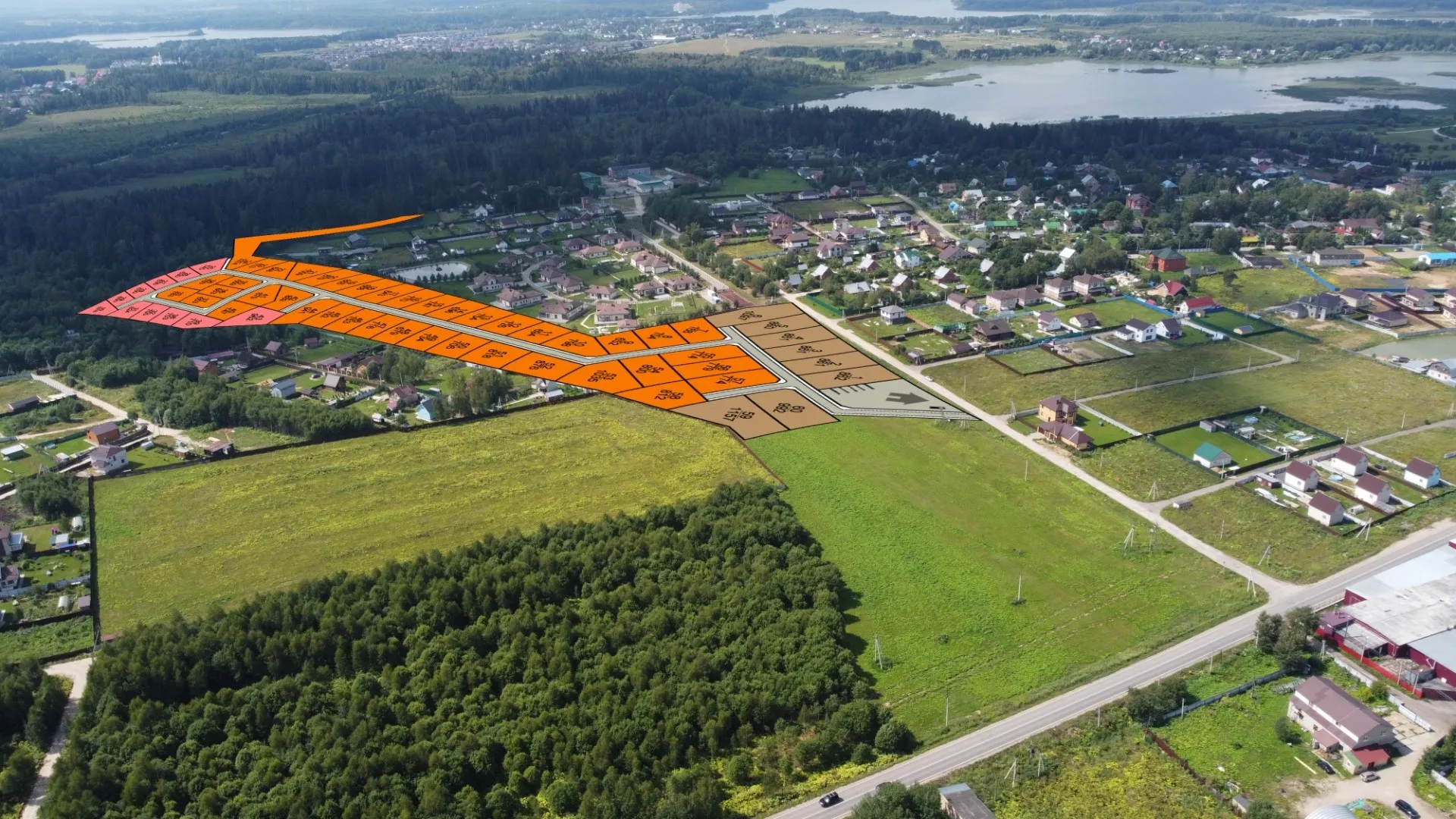 Вид сверху на участки поселка
