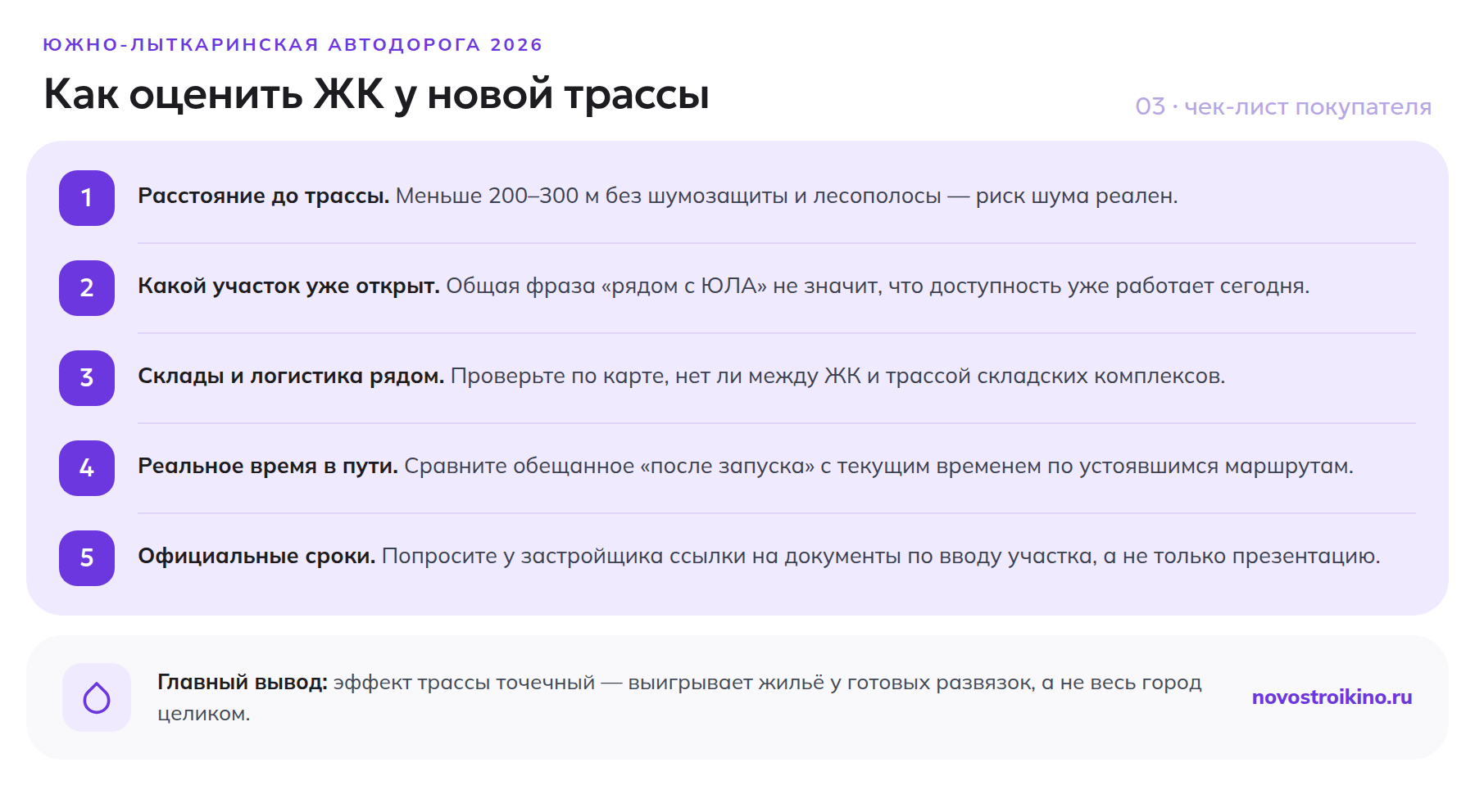 Чек-лист выбора жилого комплекса рядом с новой трассой