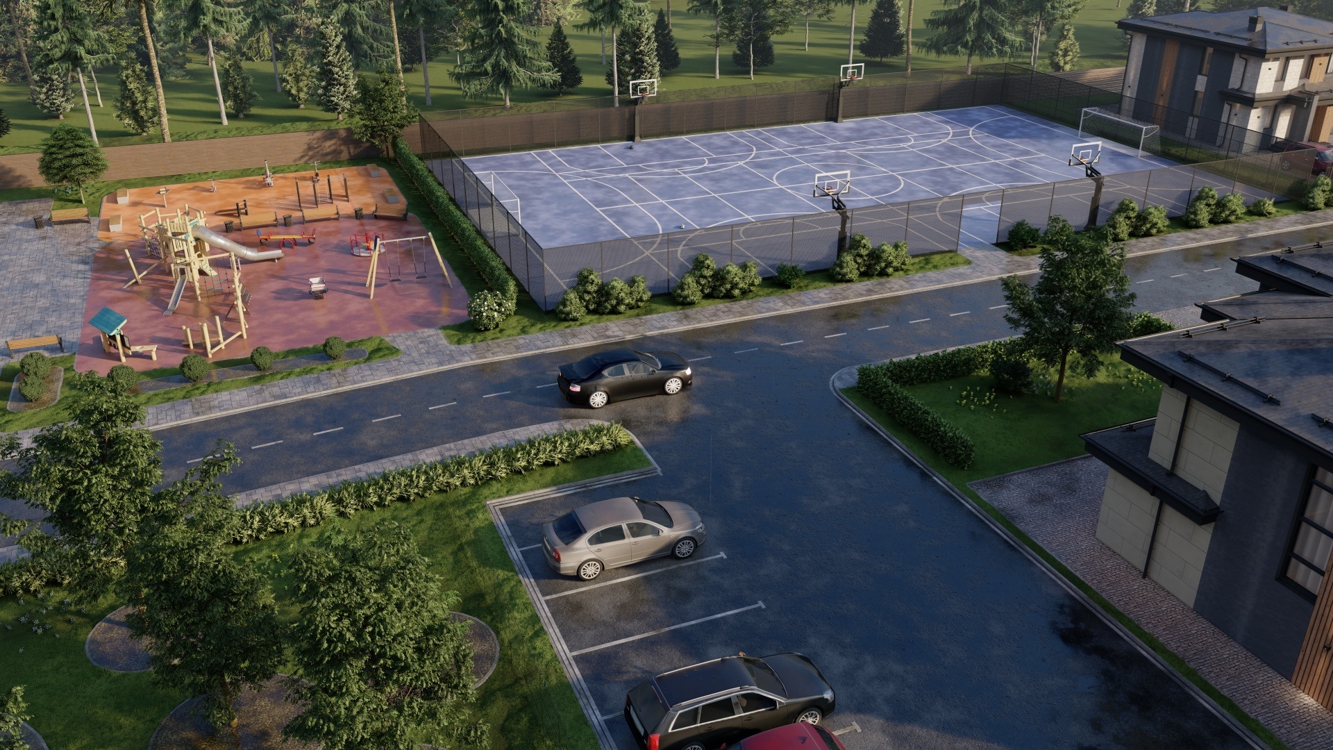 Детская и спортивная площадки