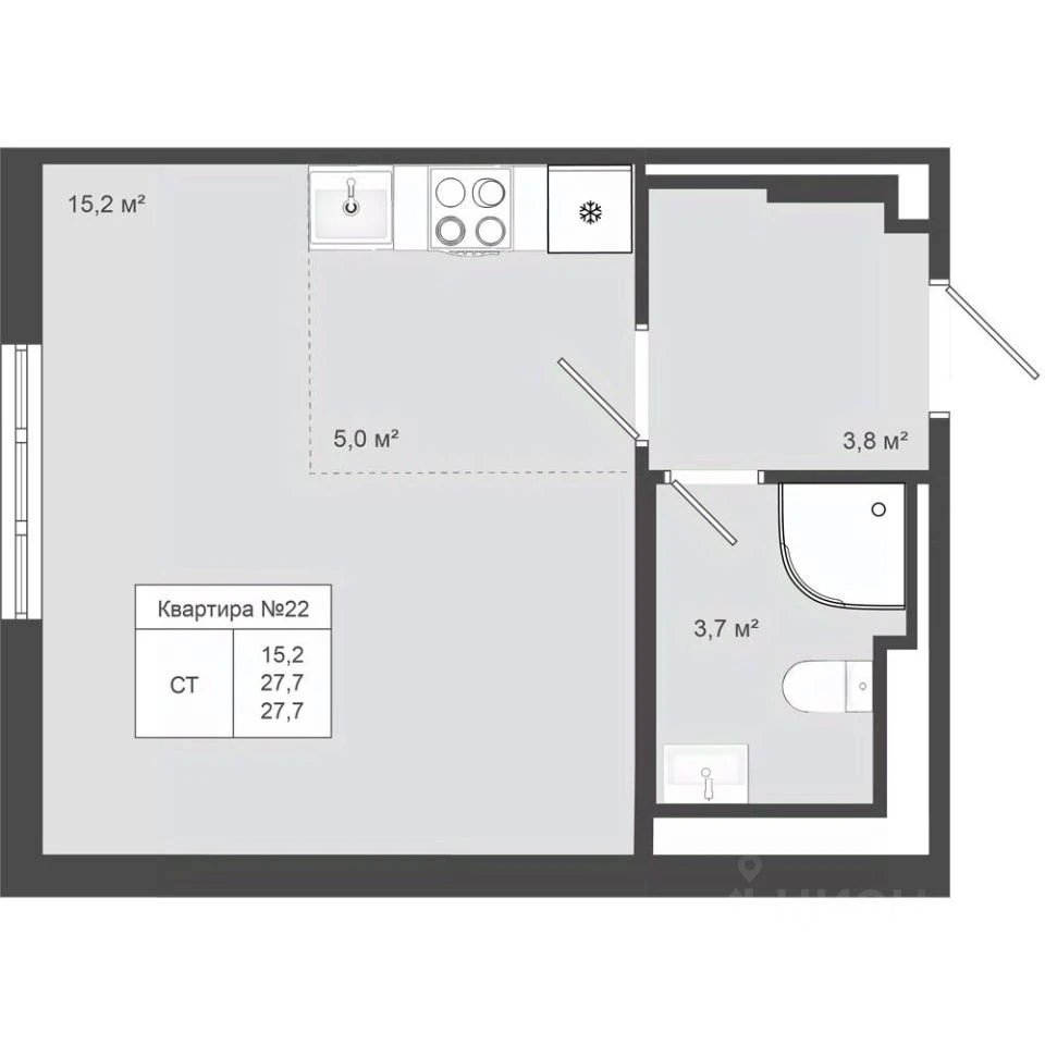 Планировка: Студия, 27.7 м², №116105
