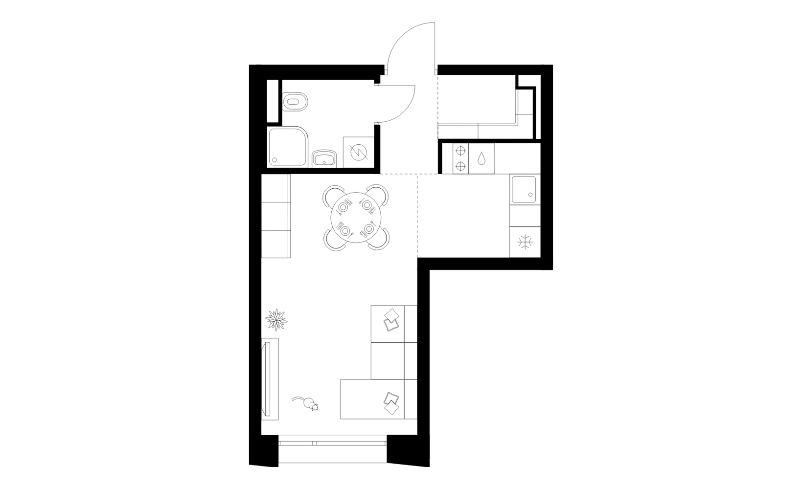 Планировка: Студия ЖК «Алтуфьевское 53», 28 м², №3538