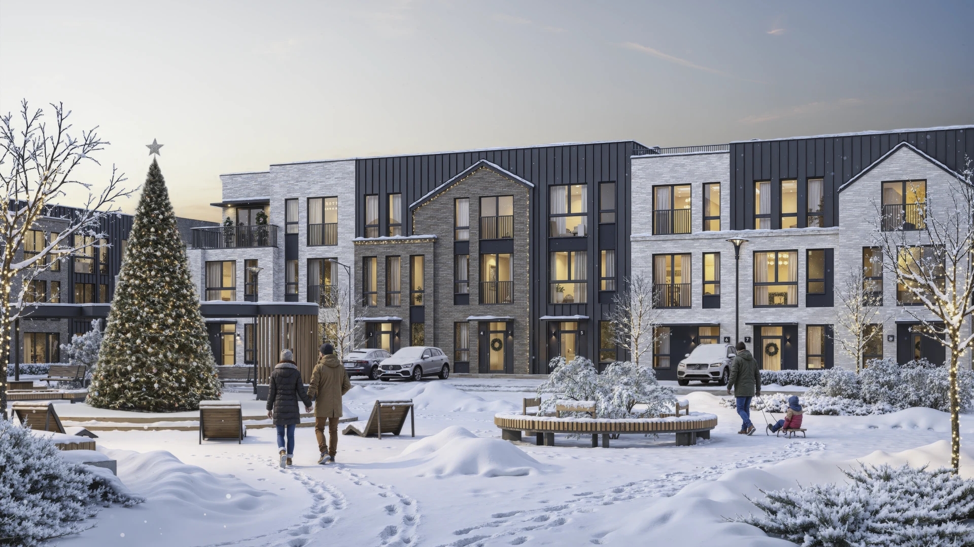 Дома-таунхаусы в коттеджном поселке комфорт-класса в новый год