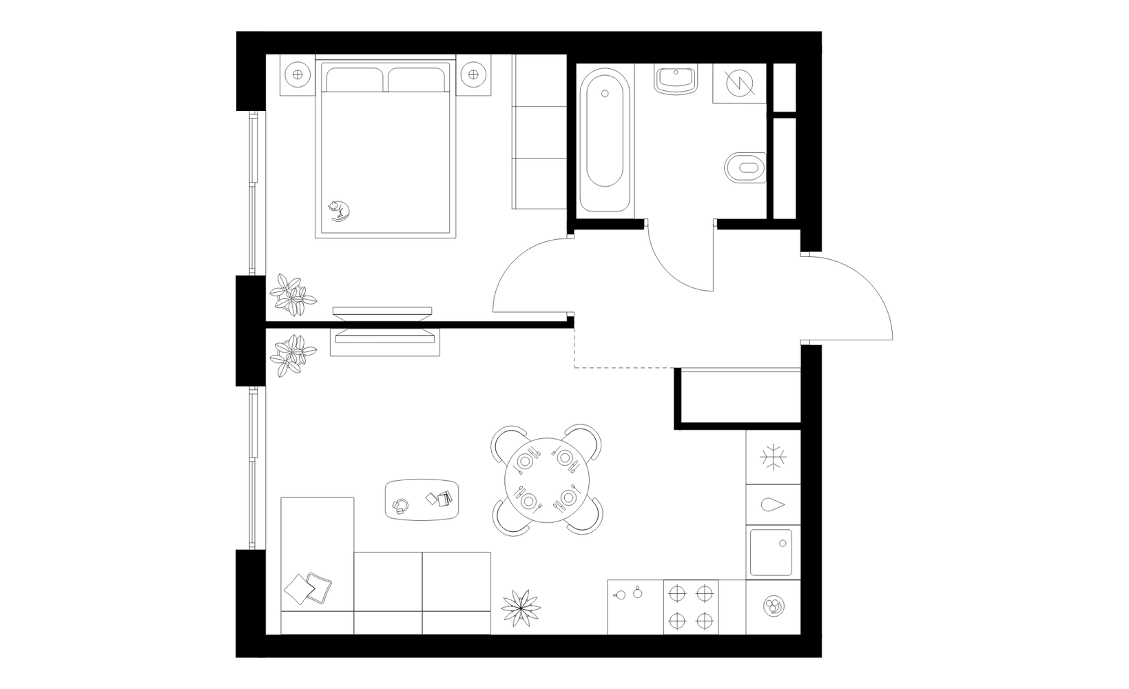 Планировка: 1-комнатная, 35.3 м²